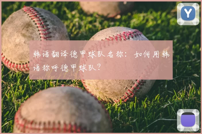 韩语翻译德甲球队名称：如何用韩语称呼德甲球队？